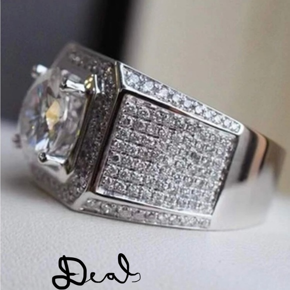 SILVER DIAMOND BRIDAL RING - Picture 2 of 3